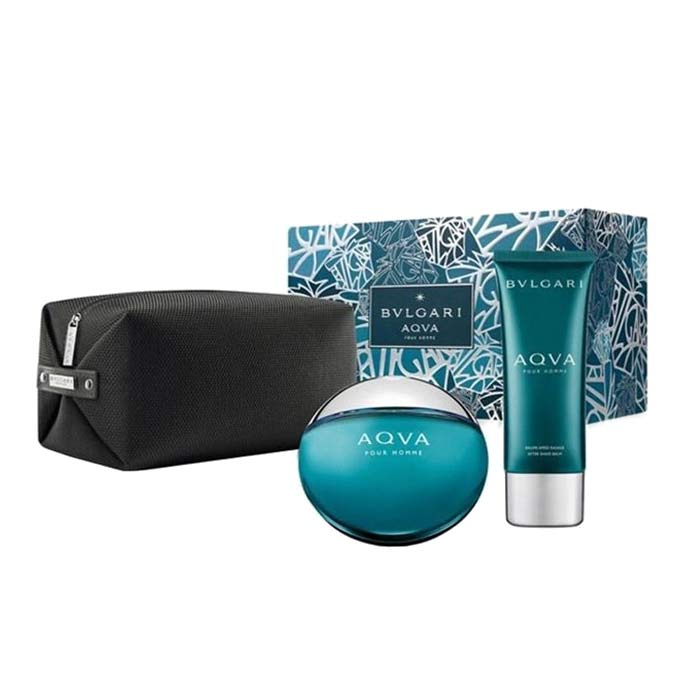 Swish Giftset Bvlgari Aqua Pour Homme Edt 100ml + Aftershave Balm 100ml + Pouch