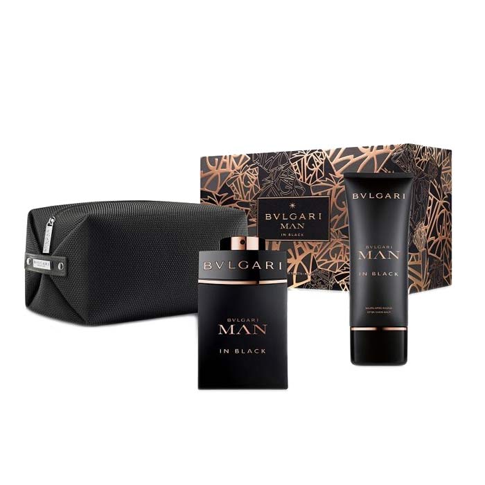 Giftset Bvlgari Man In Black Edp 100ml + Aftershave Balm 100ml + Pouch