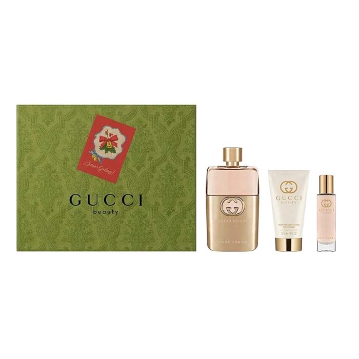 Giftset Gucci Guilty Pour Femme Edp 90ml + Edp 15ml + Body Lotion 50ml