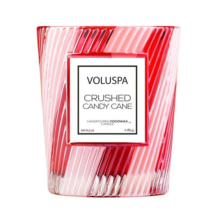 Voluspa Crushed Candy Cane Textured Glass Candle 184g