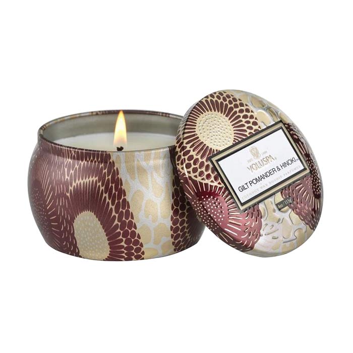 Voluspa Decorative Tin Candle Gilt Pomander & Hinoki 113g