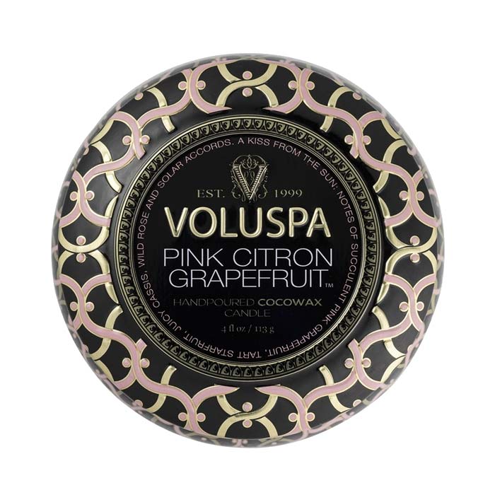 Voluspa Decorative Tin Candle Pink Citron Grapefruit 113g