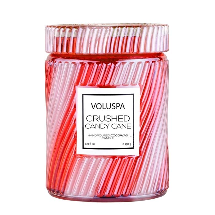 Voluspa Mini Glass Jar Candle With Lid Crushed Candy Cane 156g